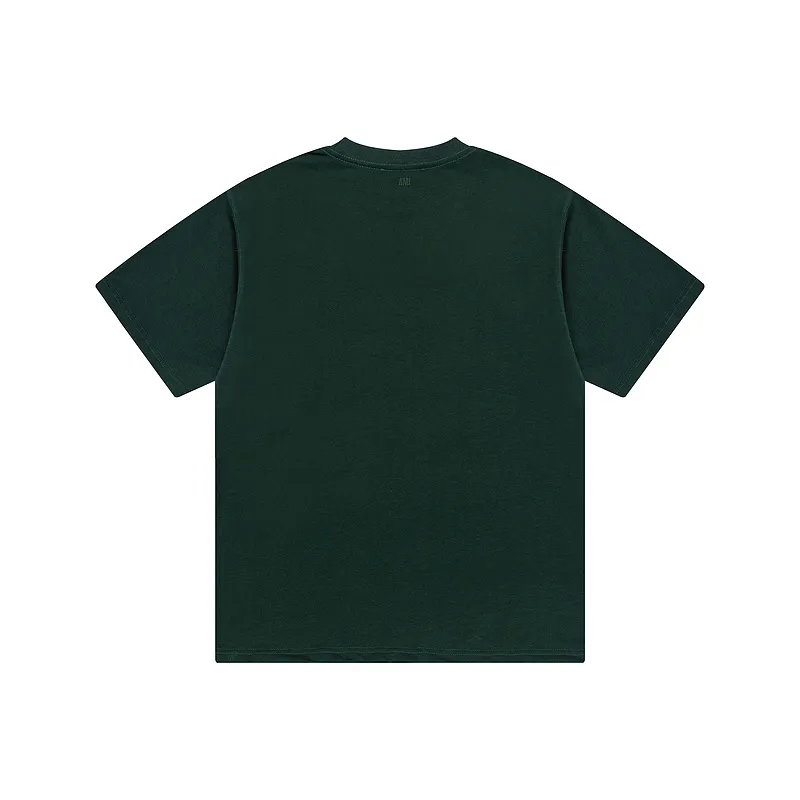 AMI PARIS 25SS new product [Co-branded by Choi Woo-sik] Co-branded logo WDC contrasting logo short-sleeved T-shirt. Customized 230g double yarn pure cotton fabric matching 280G rib YP replica. New main wheat. Washable wheat QR code can be scanned. Same style for men and women. Color: dark green, apricot. Size: S-XL