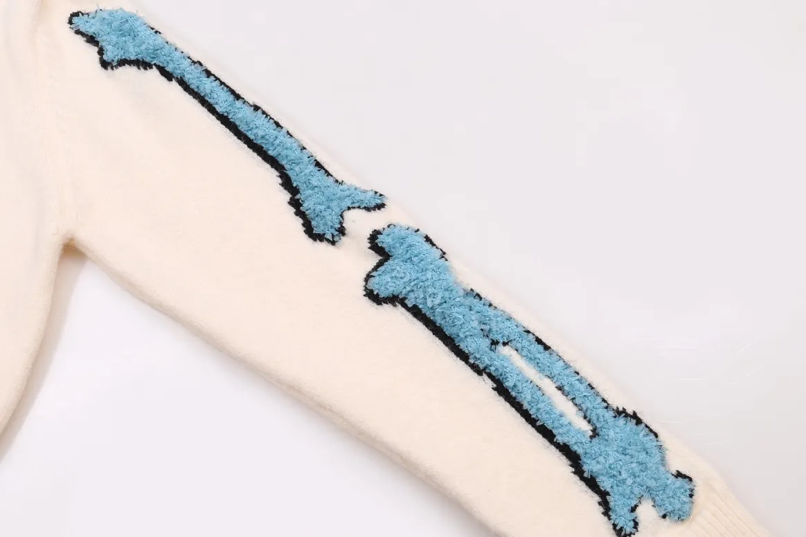P320 AMIRI new letter logo jacquard, tassel V-neck cardigan sweater Color: blue black apricot Code number: S M L XL XXL