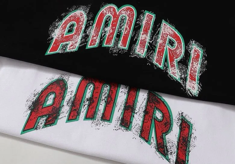 Style number: 685 P120 Fabric: 260g double yarn AMIRI 2025 spring and summer new logo round neck T-shirt high street same style for men and women loose classic letter short sleeves Color: White Black Size: S M L XL