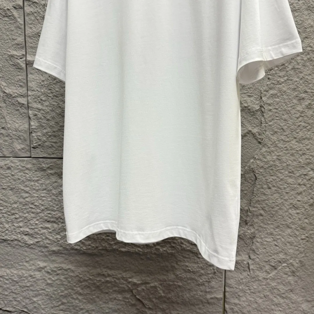 🅿️180 Ami* 2025 Spring and Summer New Style Embroidered Circle Little Love Customized Double Yarn Plain Cotton Fabric Short Sleeve T-shirt Unisex Color: Black White Light Blue Light Pink Size: S (90-130 catties) M (120-150 catties) L (140-165 catties) XL (160-180 catties) XXL (180-210 pounds)
