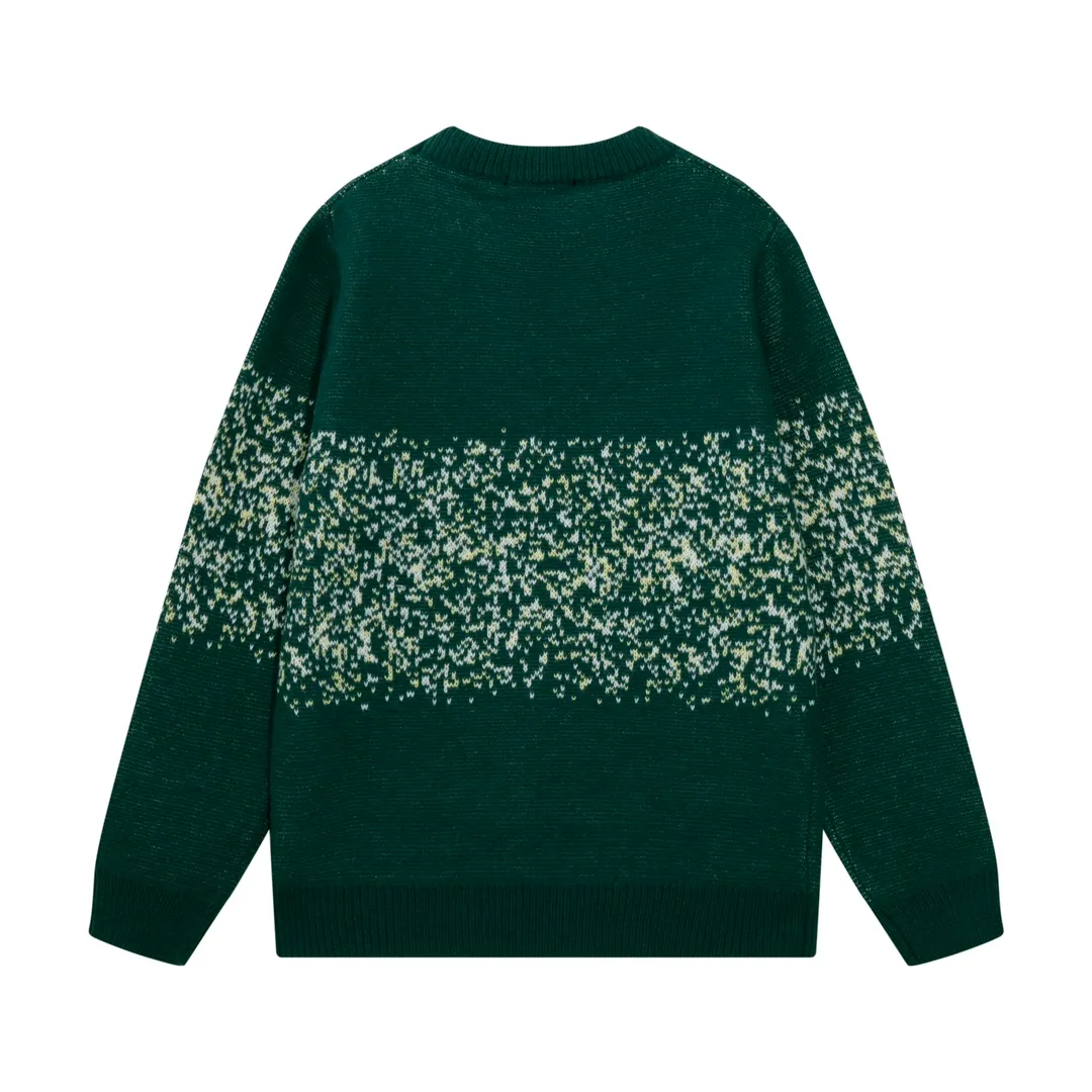 P280 AMIRI new style neckline personalized logo embroidered jacquard seahorse wool sweater Color: black green blue Size: S M L XL XXL