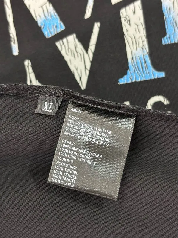 720 model P126 AMIRI real shot black hanging cashew flower letters S. M. L. XL