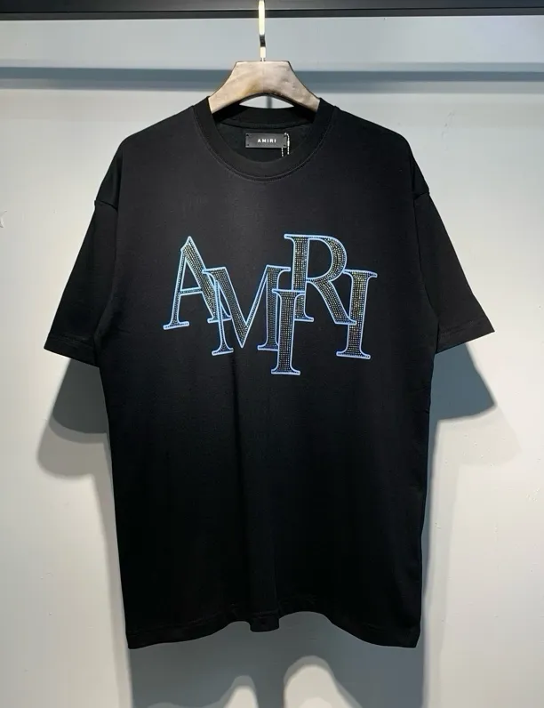 707 model P126 AMIRI real shot, hot flash silver particles, black, white, hanging shot S. M. L. XL