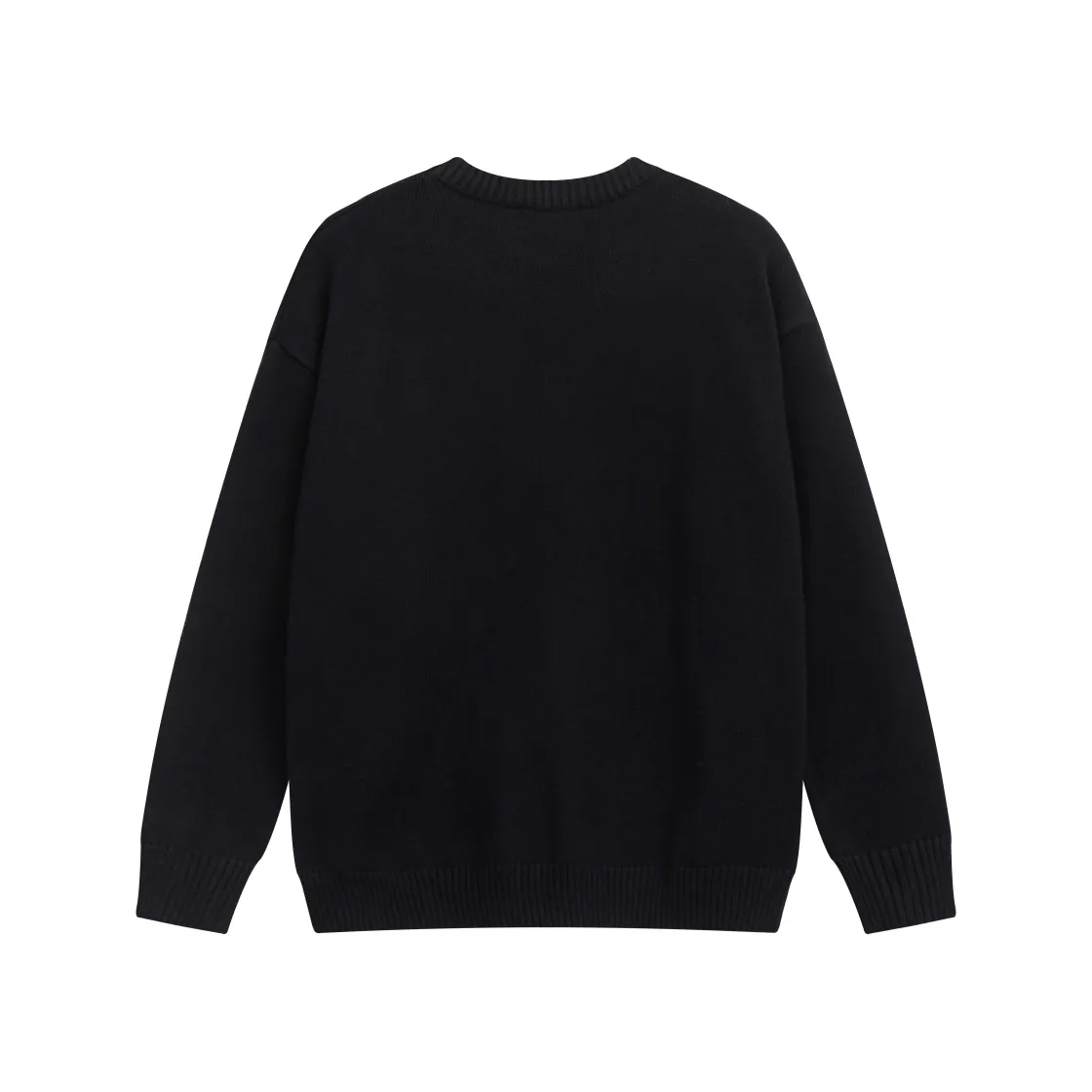 CYA55#2022 Spring and Autumn New Ami Small Love Embroidered Round Neck Wool Sweater, Same Style for Men and Women Color: Black Apricot White Size: S-XL