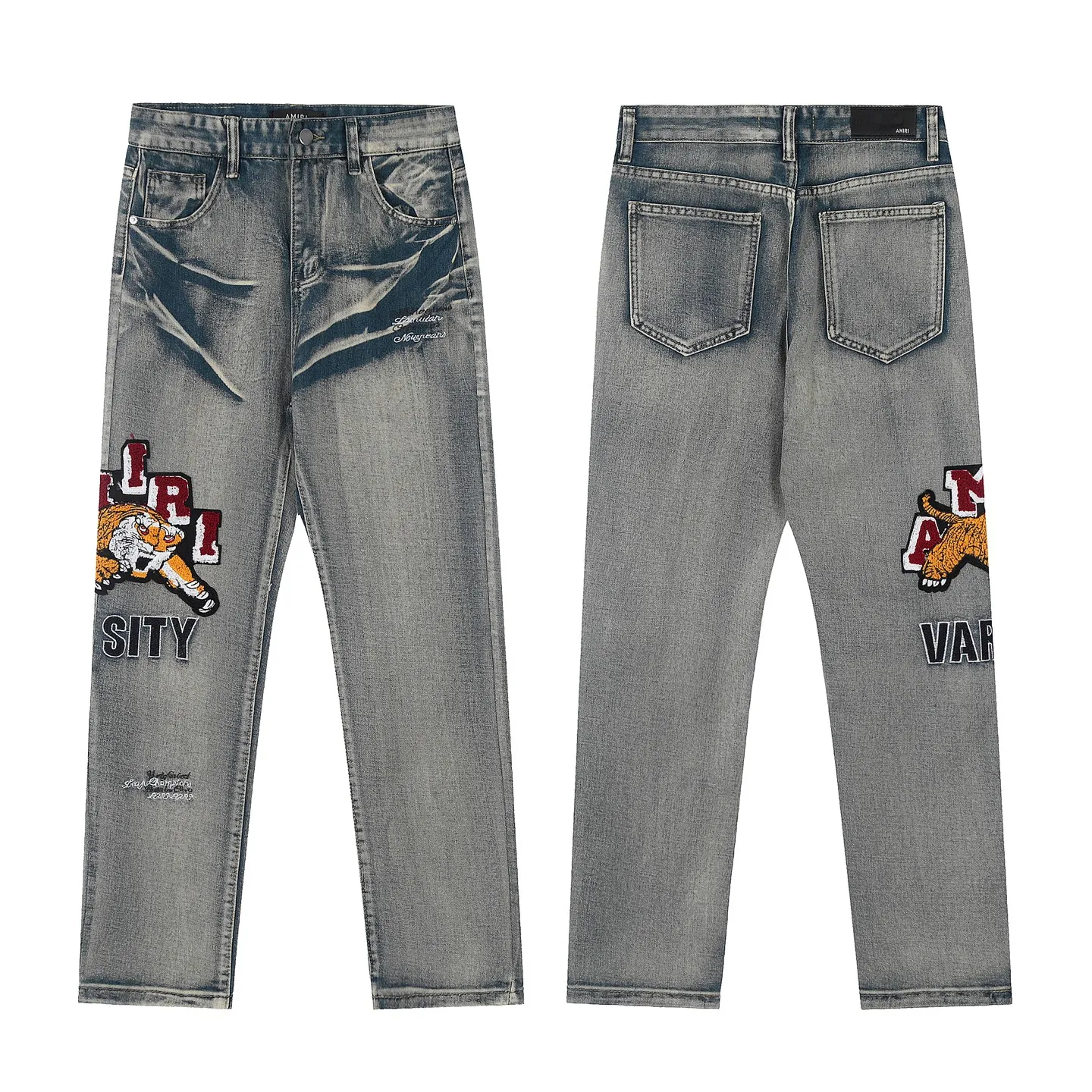 #M15 P168💰 Heavy AMIRI 24ss Embroidery Tiger🐯 High Street Jeans Slim Fit Stretch Washed Knife Cut Hole Trousers FOG High Street Men's Fashion AMIRI amiri is transliterated as Emil, which is the name of the founder. Mike Amiri, the founder of amiri, grew up in Los Angeles, USA, and was influenced by local street culture and Punk Rock since he was a child. Due to his influence, he founded the amiri brand named after himself. A variety of trendy clothing meets the needs of different fashion players. Amiri clothing has novel and unique styles and is a well-known street brand in the United States. The styles and styles of many clothes are loved by many street photographers. The various clothing styles meet the dressing needs of different people, show their unique temperament, and show the trend of dressing. amiri's jeans are relatively famous. Not only do they have many styles, but the quality of the jeans is also very good. Many celebrities have also worn amiri brand jeans. Color: Picture color Size: 30-32-34-36