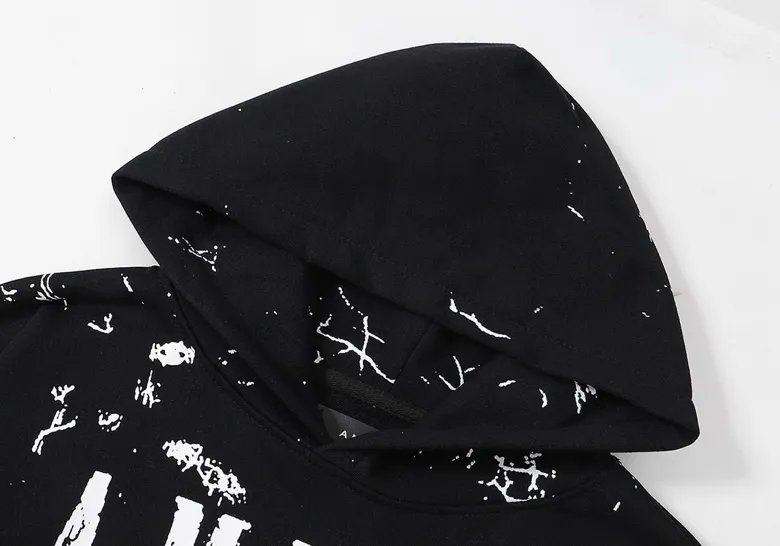 Style number: 888 P230 Fabric: 360g pure cotton terry sweatshirt AMIRI 2025 autumn and winter new logo hooded terry sweatshirt high street unisex loose classic letter jacket Color: Black White Size: S M L XL
