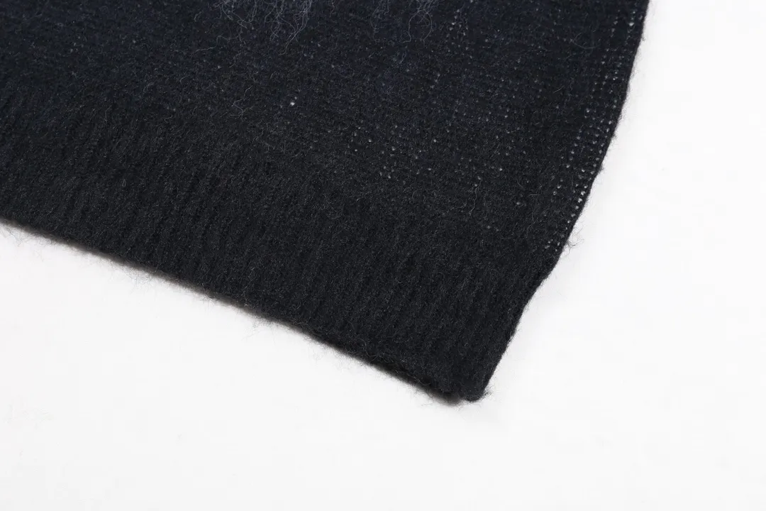P280 AMIRI new style sea wool sweater with large logo on collar Color: Gray Black Size: S M L XL XXL