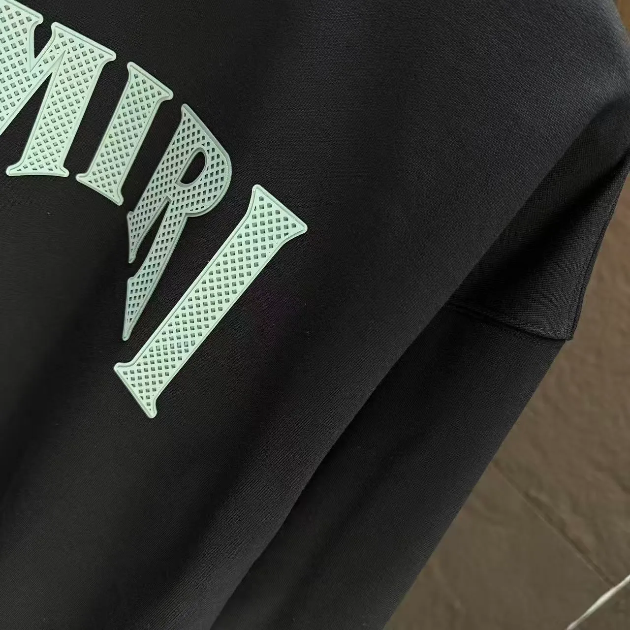 P210 AMIRI* 2025 autumn and winter new round neck sweatshirt 400g terry cotton letter logo lettering film thick plate glue Color: black white blue purple code number: S M L XL XXL