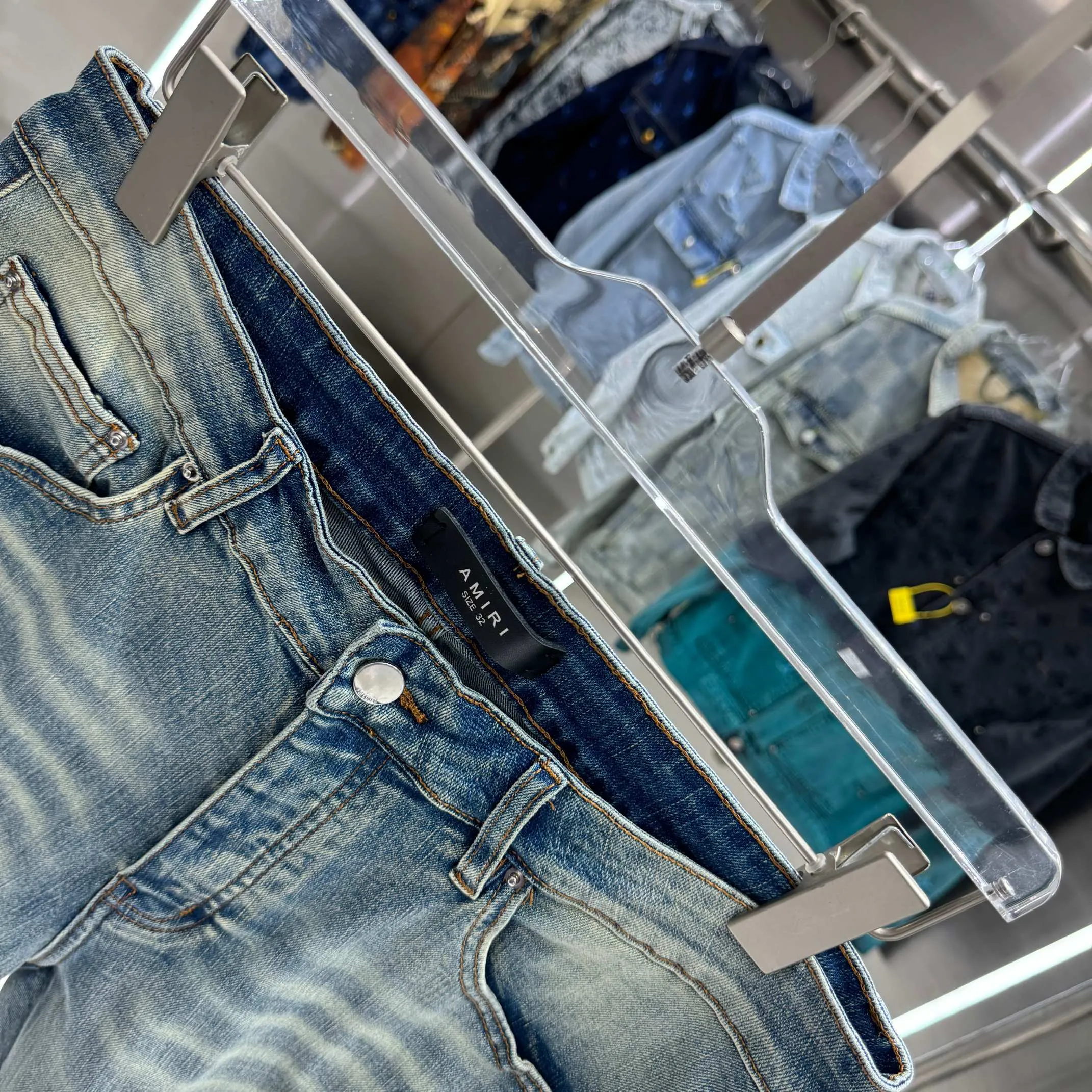 P260 Amiri ripped washed craft street fashion jeans shorts Color Blue Size 30 32 34 36 38