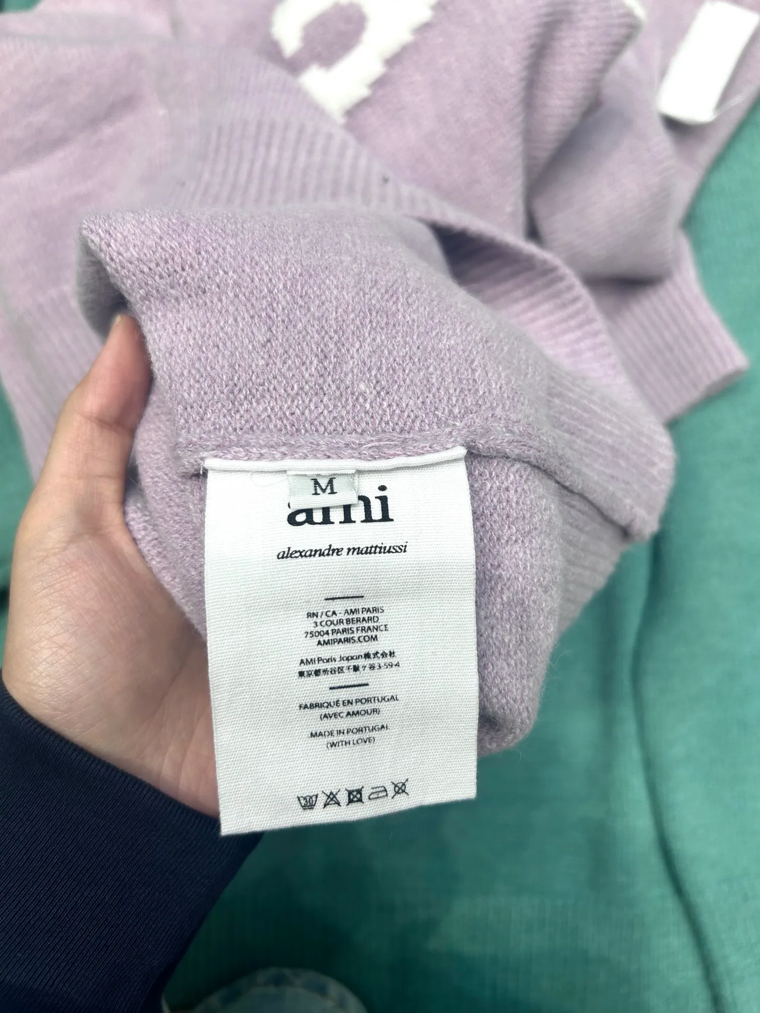 🅿️220 AW12# #Amiparis autumn and winter knitted polo versatile sweater for men and women Size: S M L XL Color: Yellow Purple Military Green Grass Green
