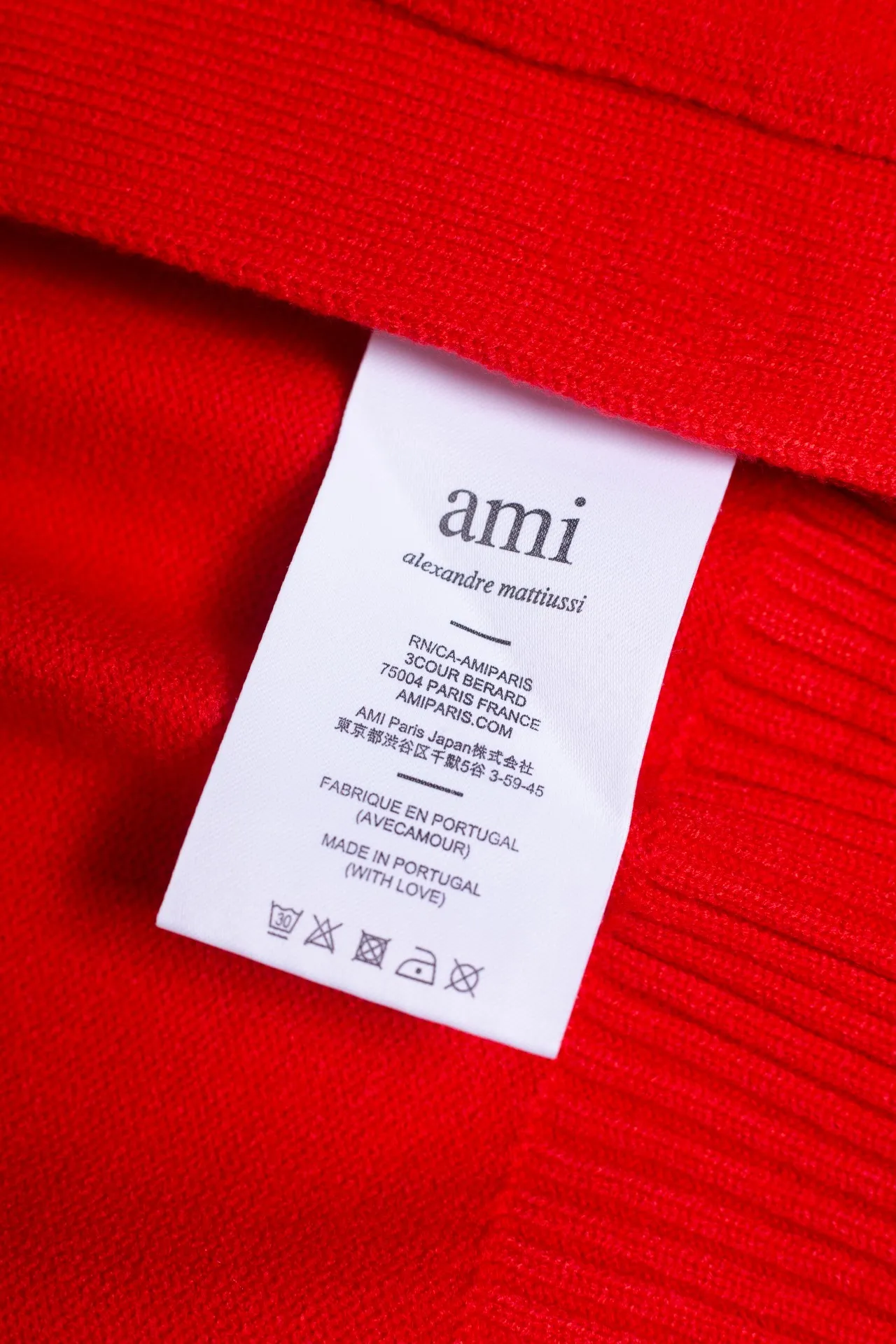 P186 Style No.: MQ802 AMI Classic Big Love Series Jacquard Cardigan Sweater Highest Version Supports Comparison Color: Red, Size: S-XL