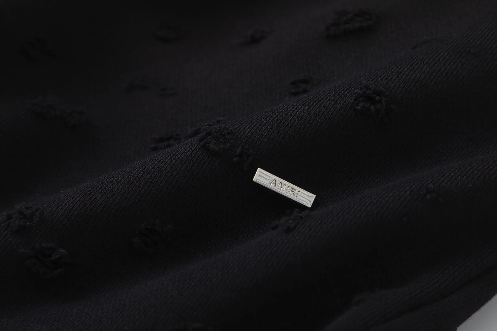 7187#P320AMIRI Heavy industry ripped hooded sweatshirt, color: black, size: S M L XL