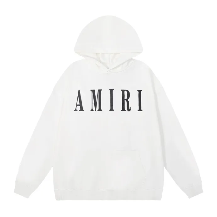 Style number: 868 P220 Fabric: 360g pure cotton terry sweatshirt AMIRI 2025 autumn and winter new logo hooded terry sweatshirt high street unisex loose classic letter jacket Color: Black White Size: S M L XL