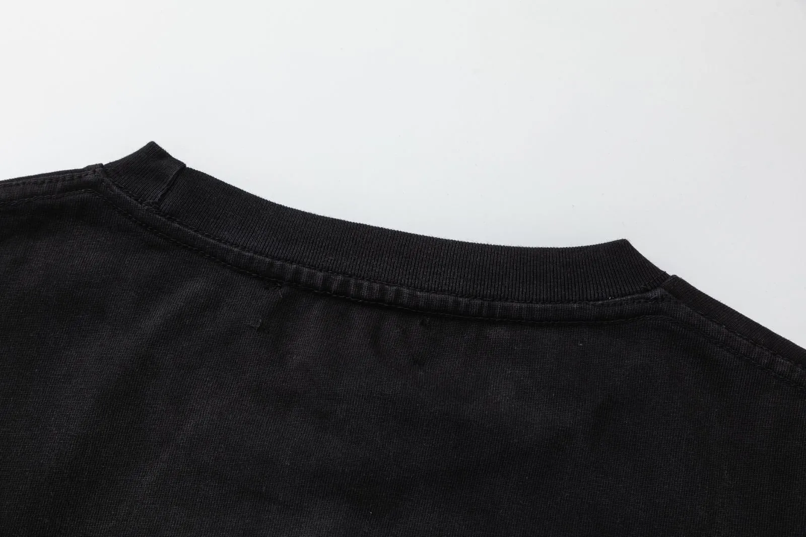 8045#P164, AMIRI badge logo, digital direct-printed washed loose T-shirt, made of 300g heavy fabric, color: black, size: S M L XL