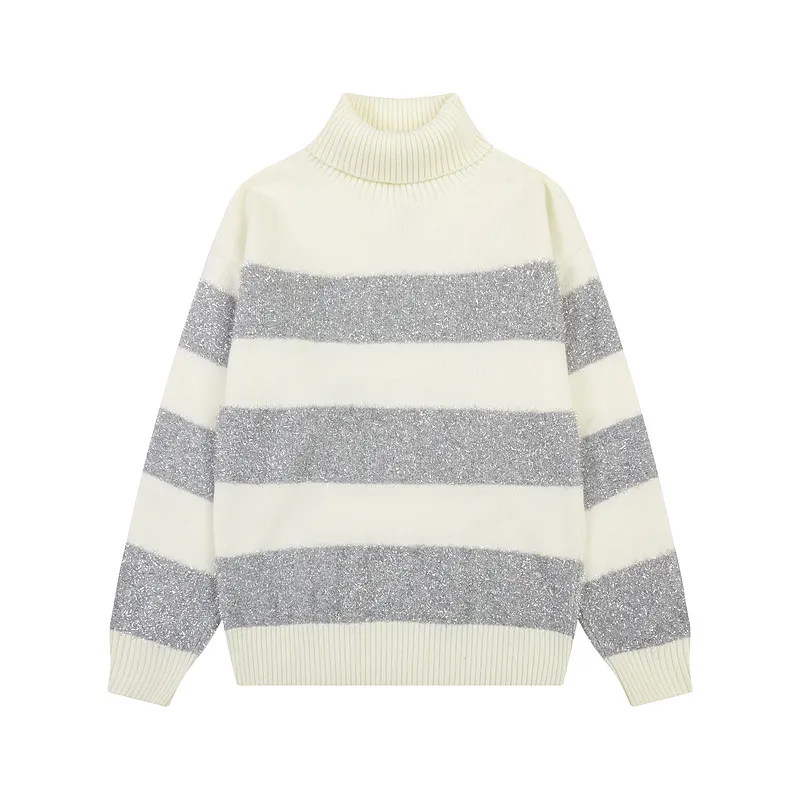 Size chart Ami Paris 2024 autumn and winter new large striped turtleneck sweater SMLXL
