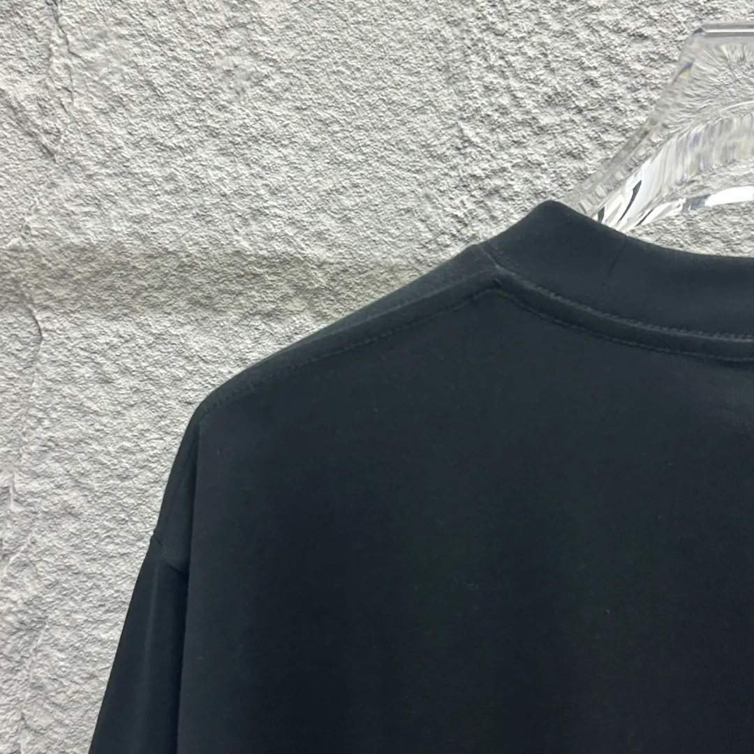 🅿️180 Ami* 2025 spring and summer new style Ami letter embroidery customized double yarn plain cotton fabric short-sleeved T-shirt for men and women Color: black white floral gray Size: S (90-130 pounds) M (120-150 pounds) L (140-165 pounds) XL (160-180 pounds) XXL (180-210 pounds)