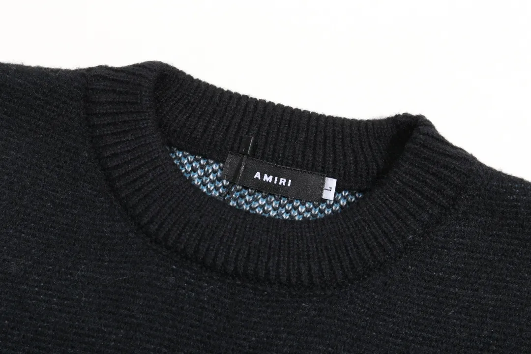 P280 AMIRI new style neckline personalized logo embroidered jacquard seahorse wool sweater Color: Brown Green Black Size: S M L XL XXL