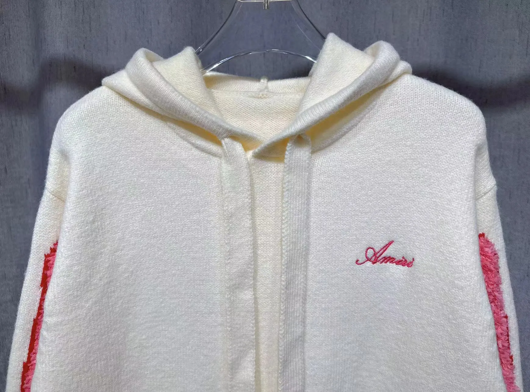 P290 🎉AMIRI new hooded sweater, logo embroidery on the chest + belly bag, 1:1 towel embroidery on the sleeves. Color: apricot white, red, gray, black, size: S M L XL XXL