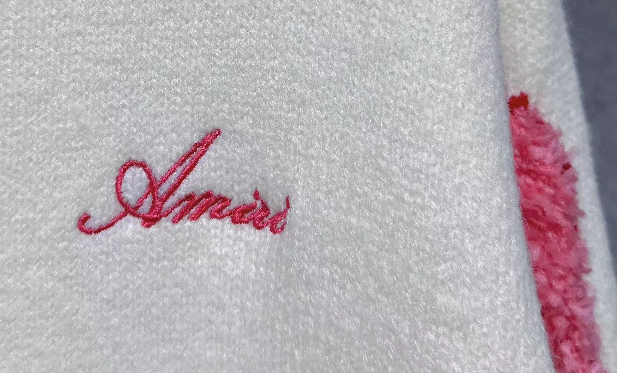 P290 🎉AMIRI new hooded sweater, logo embroidery on the chest + belly bag, 1:1 towel embroidery on the sleeves. Color: apricot white, red, gray, black, size: S M L XL XXL