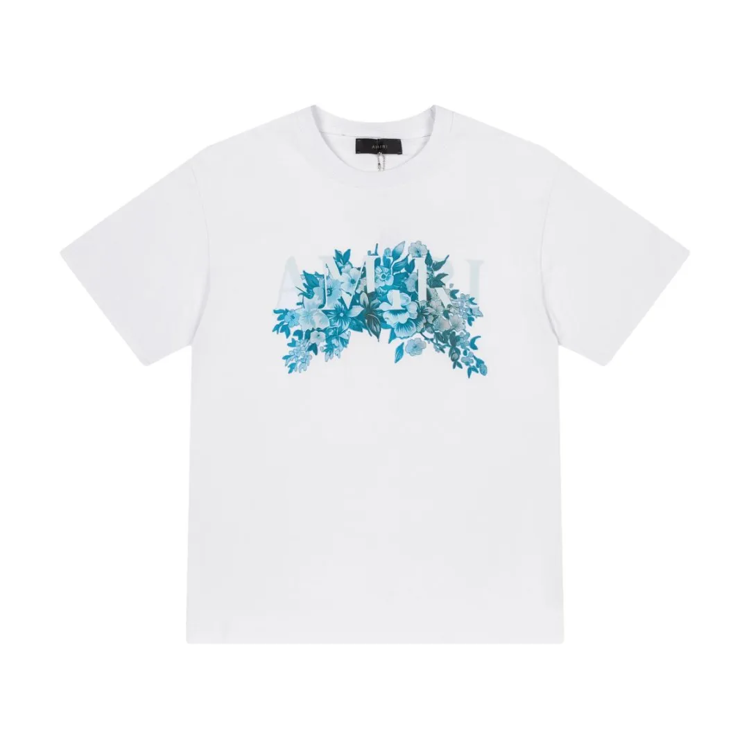 8041#P156, AMIRI digitally printed logo loose-fitting short-sleeved T-shirt, made of 300g fabric, color: black, white, size: S M L XL