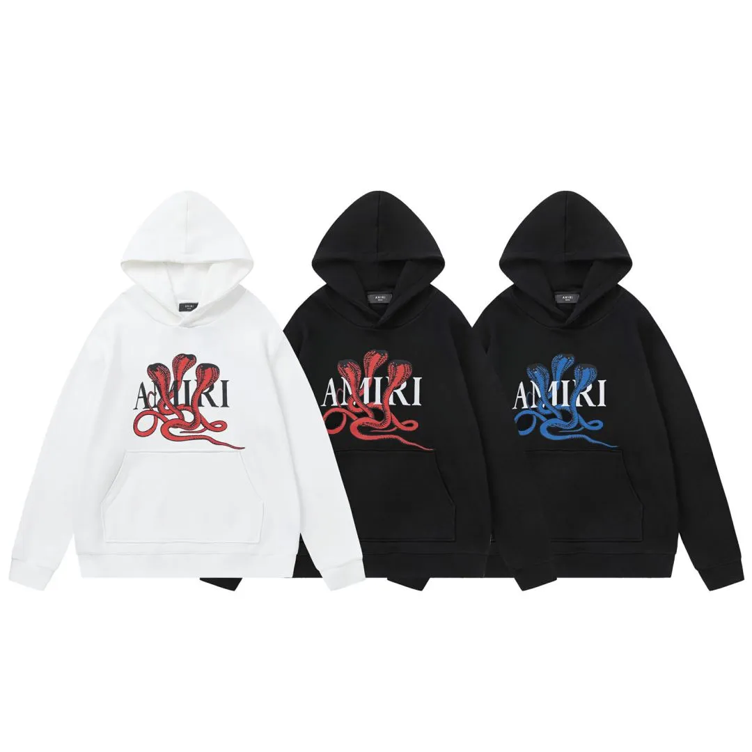 7165#P300, AMIRI cobra print LOGO, color: black and red, white and red, black and blue, size: S M L XL