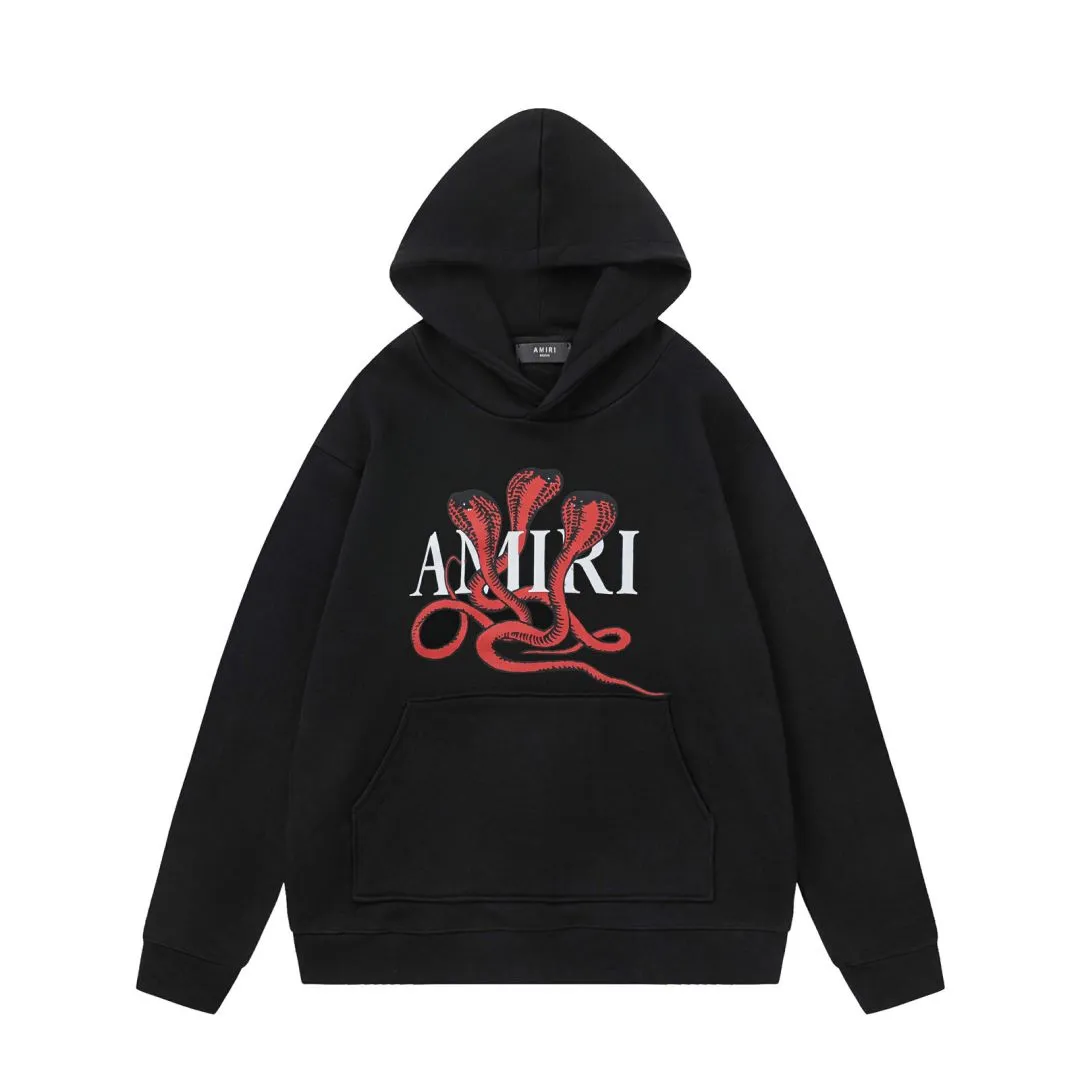 7165#P300, AMIRI cobra print LOGO, color: black and red, white and red, black and blue, size: S M L XL