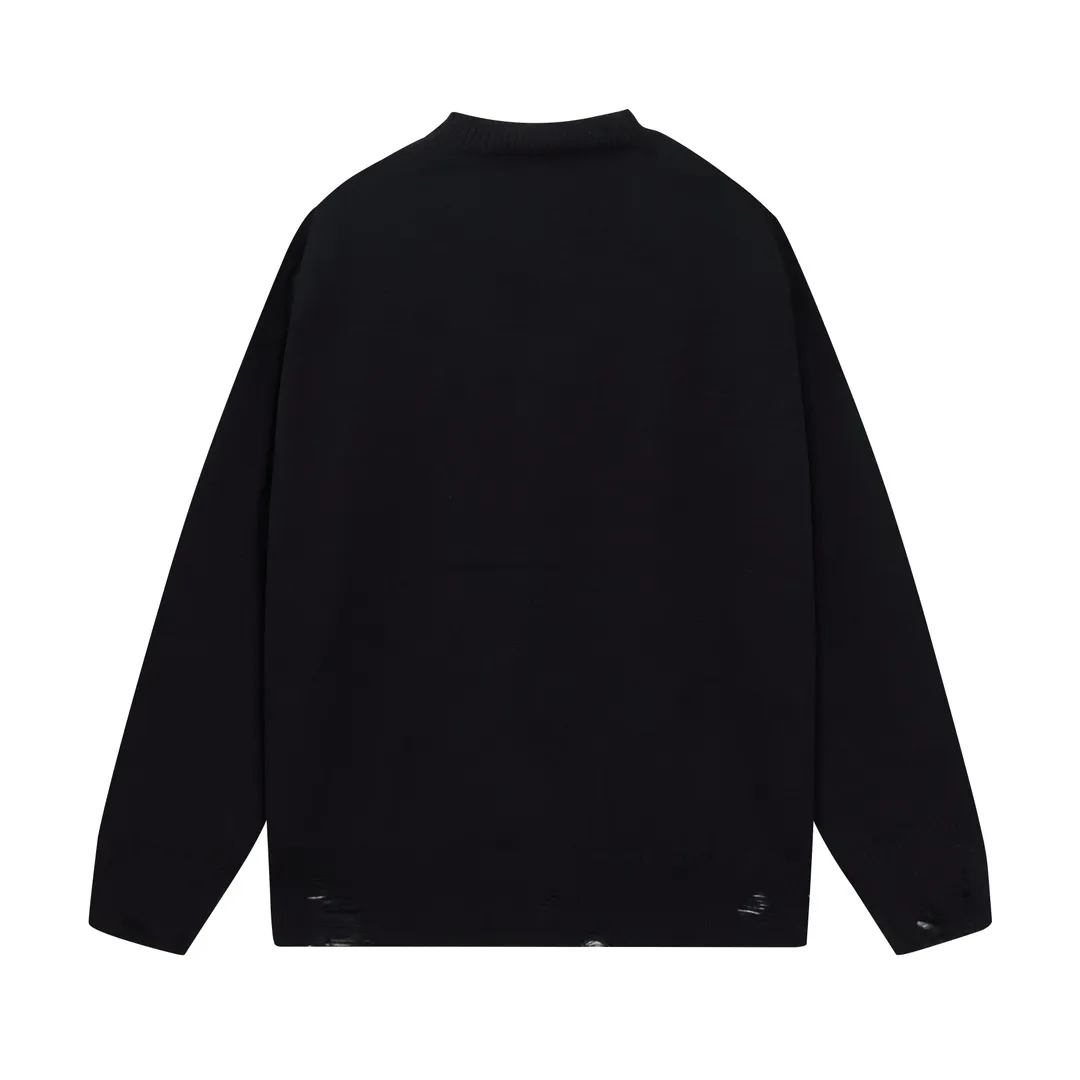 P280 AMIRI New Letter Logo Jacquard Tassel Destroyed Hole Sweater Color: White Black Size: S M L XL XXL