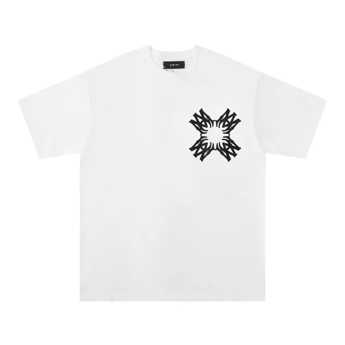 Style number: 717 P114 Fabric: 260g double yarn AMIRI 2025 spring and summer new logo round neck T-shirt high street unisex loose classic letter short sleeves Color: black. White Size: S M L XL