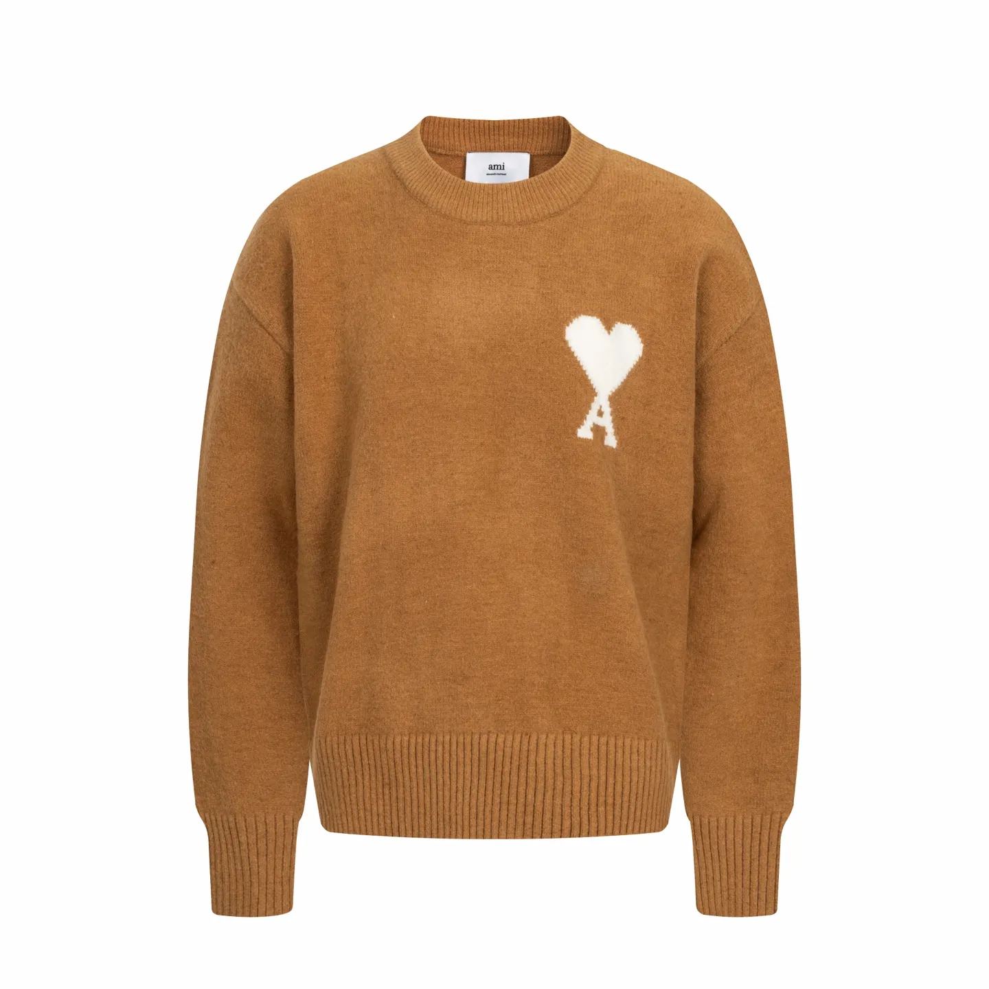 🅿️500 [Exclusive supply] Ami love jacquard crew neck sweater (brown) The original version was purchased for 2,442 and developed. The fabric is made of alpaca wool to maintain a stable shape. The stitching is even and firm, and the details are meticulously handled, reflecting the brand's strict control over quality. The overall design is simple and elegant, suitable for various occasions. Whether it is business or leisure, it can show an elegant and decent style. The overall wiring is straight and delicate, the fabric is comfortable and soft, and the color is consistent without color difference. It can be matched with the same style to create a fashionable look, and can be used in various occasions. Customized accessories, complete with three standards, the same style for men and women. Size:S-M-L-XL