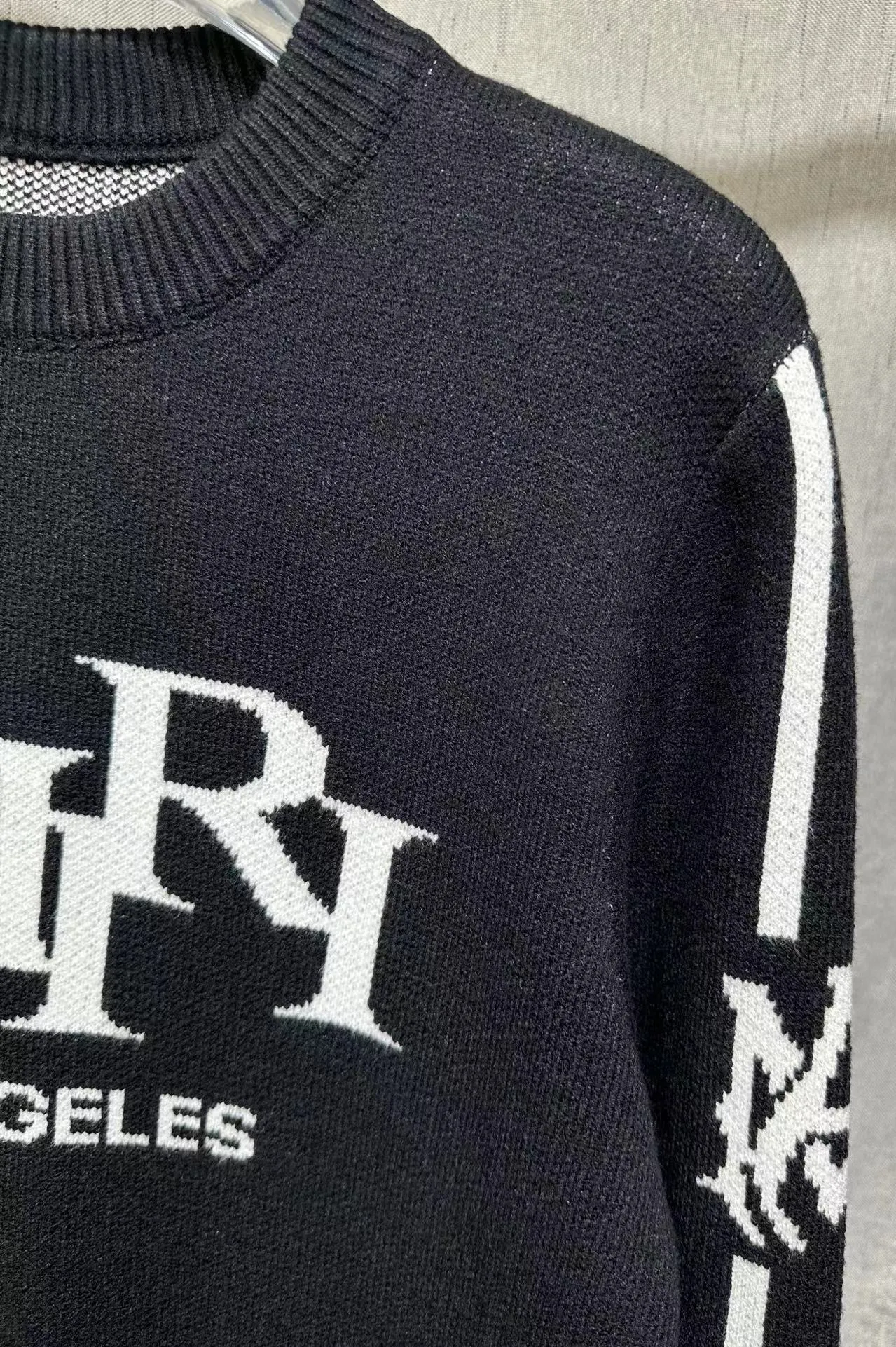 P230 🎉AMIRI new autumn and winter sweater Amiri letter jacquard on the front, large back Ⓜ️Exclusive Logo jacquard Color: Green Black Royal Blue Size: S M L XL XXL