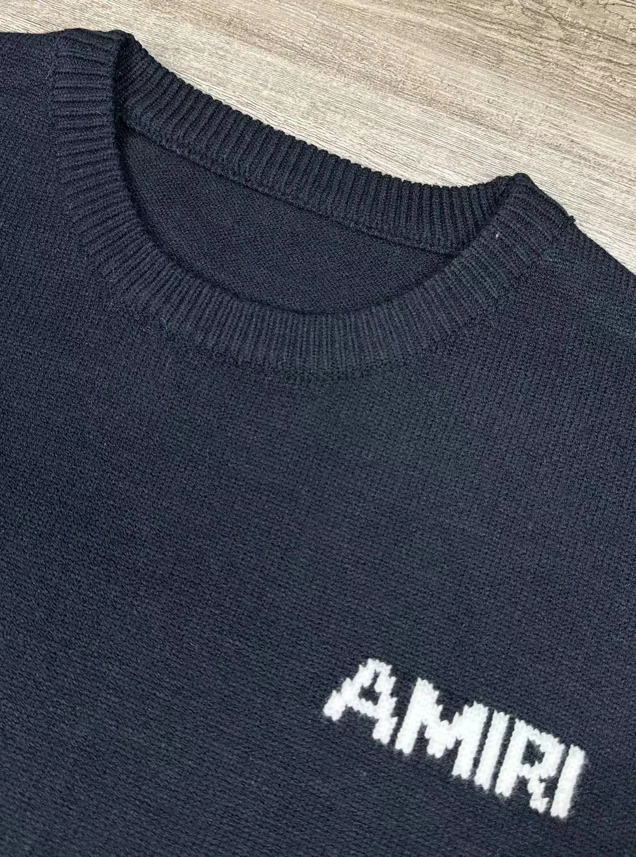 P190 🎉AMIRI new short-sleeved sweater, letter jacquard on the chest, exclusive large logo jacquard on the back, color: gray black number: S M L XL XXL
