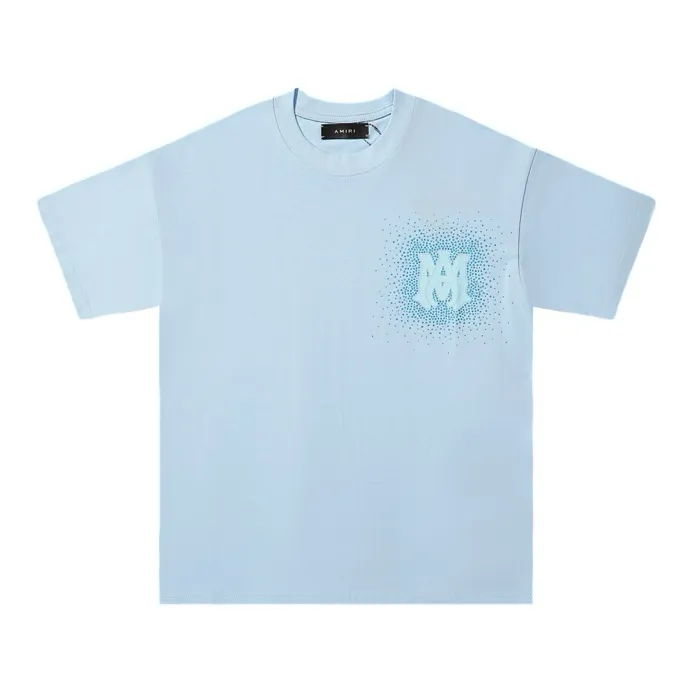 Style number: 692 P126 Fabric: 260g double yarn AMIRI 2025 spring and summer new logo round neck T-shirt high street same style for men and women loose classic letter all over printed LOGO short sleeves Color: black blue code number: S M L XL