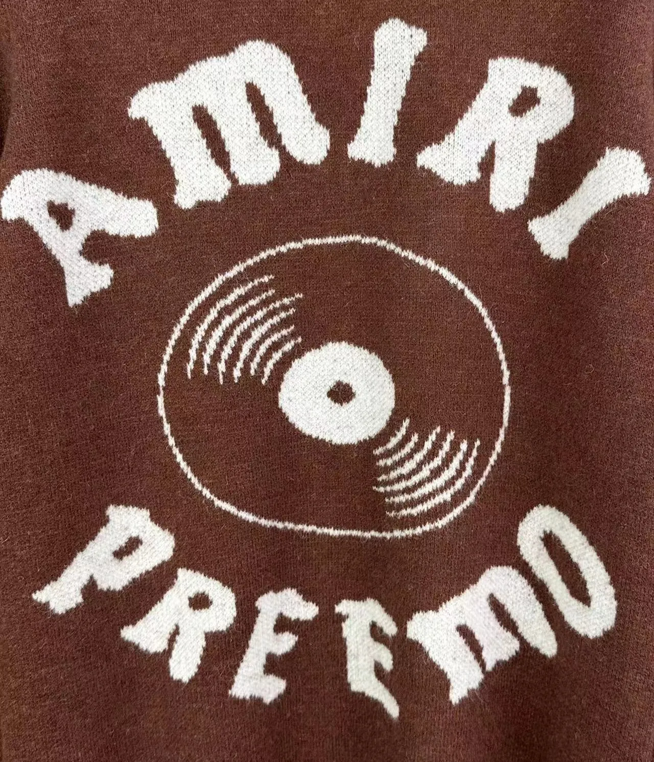 P240 🎉🎉AMIRI autumn and winter new style, partial jacquard letter logo on the front, European and American style sweater, color: fluorescent green, brown, black, size: S M L XL XXL