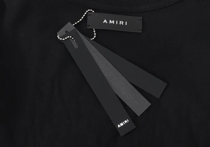 Style number: 698 P120 Fabric: 260g double yarn AMIRI 2025 spring and summer new logo round neck T-shirt high street unisex style loose classic letter short sleeves Color: White Black Size: S M L XL