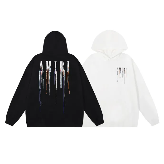 Style number: 869 P230 Fabric: 360g pure cotton terry sweatshirt AMIRI 2025 autumn and winter new logo hooded terry sweatshirt high street unisex loose classic letter jacket Color: Black White Size: S M L XL