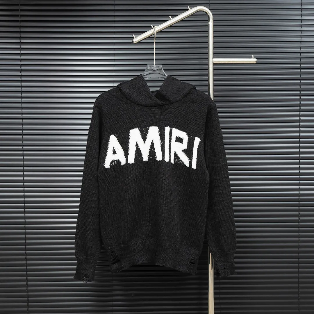 P310 Style: AMIRI distressed knitted hooded long-sleeved sweater Size: S-XXL Fabric: Wool blend Accessories: Full set of customized original accessories No gender distinction, same style for men and women