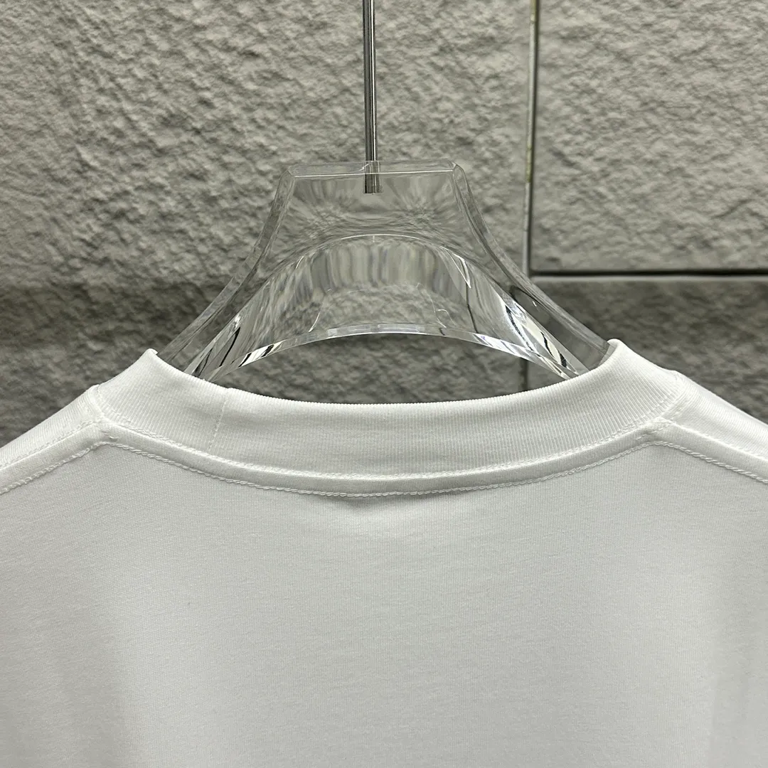 🅿️180 Ami* Love Embroidery 2025 Spring and Summer New Love Tower A embroidered letter pattern Customized double yarn plain cotton fabric Short-sleeved T-shirt Uniform for men and women Color: White Angora Red Black Size: S (90-130 catties) M (120-150 catties) L (140-165 catties) XL (160-180 catties) XXL (180-210 pounds)