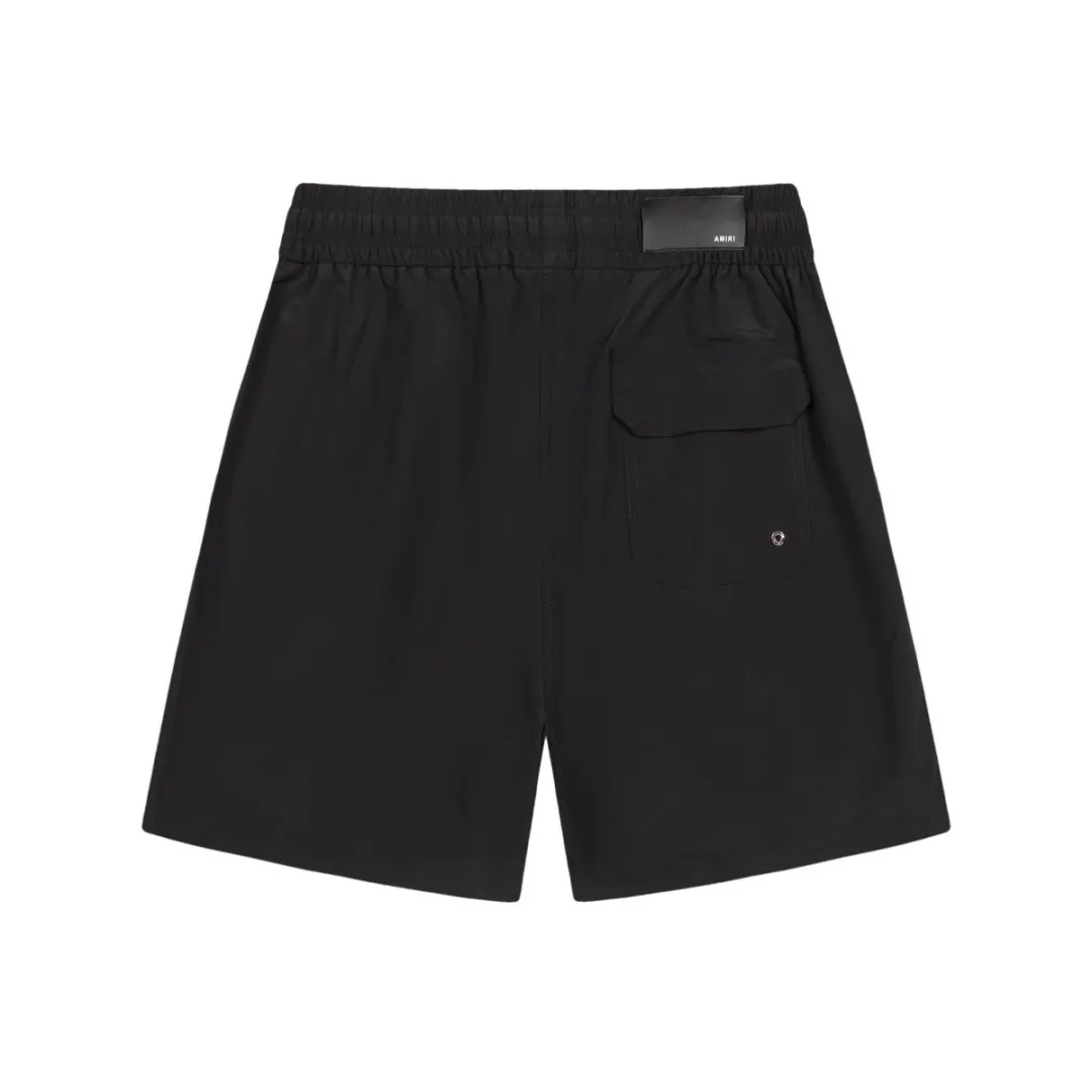 DK021#P220, AMIRI printed logo, cool and skin-friendly casual sports beach pants, color: black, size: S M L XL