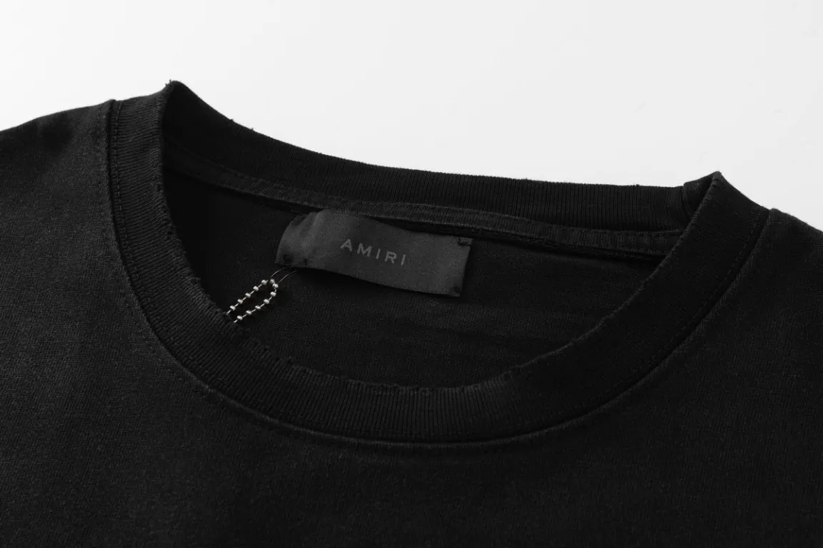 P162 8067#AMIRI Daniel logo old hand-painted craftsmanship, using 300 grams of fabric, color: black, size "S M L XL