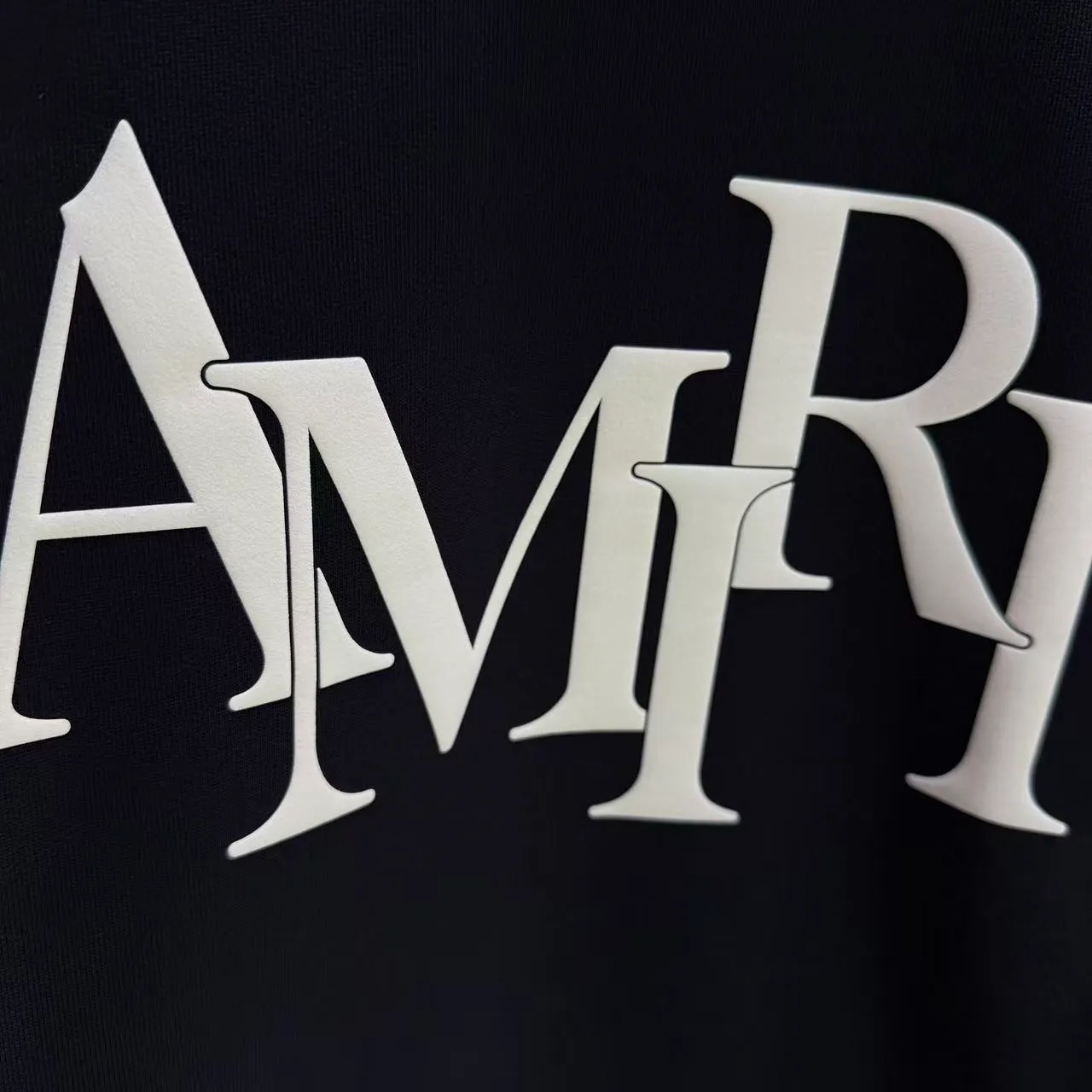 P200 AMIRI* 2025 autumn and winter new round neck sweatshirt 400g terry cotton letter logo three-dimensional foam Color: Black White Gray Purple Size: S M L XL XXL