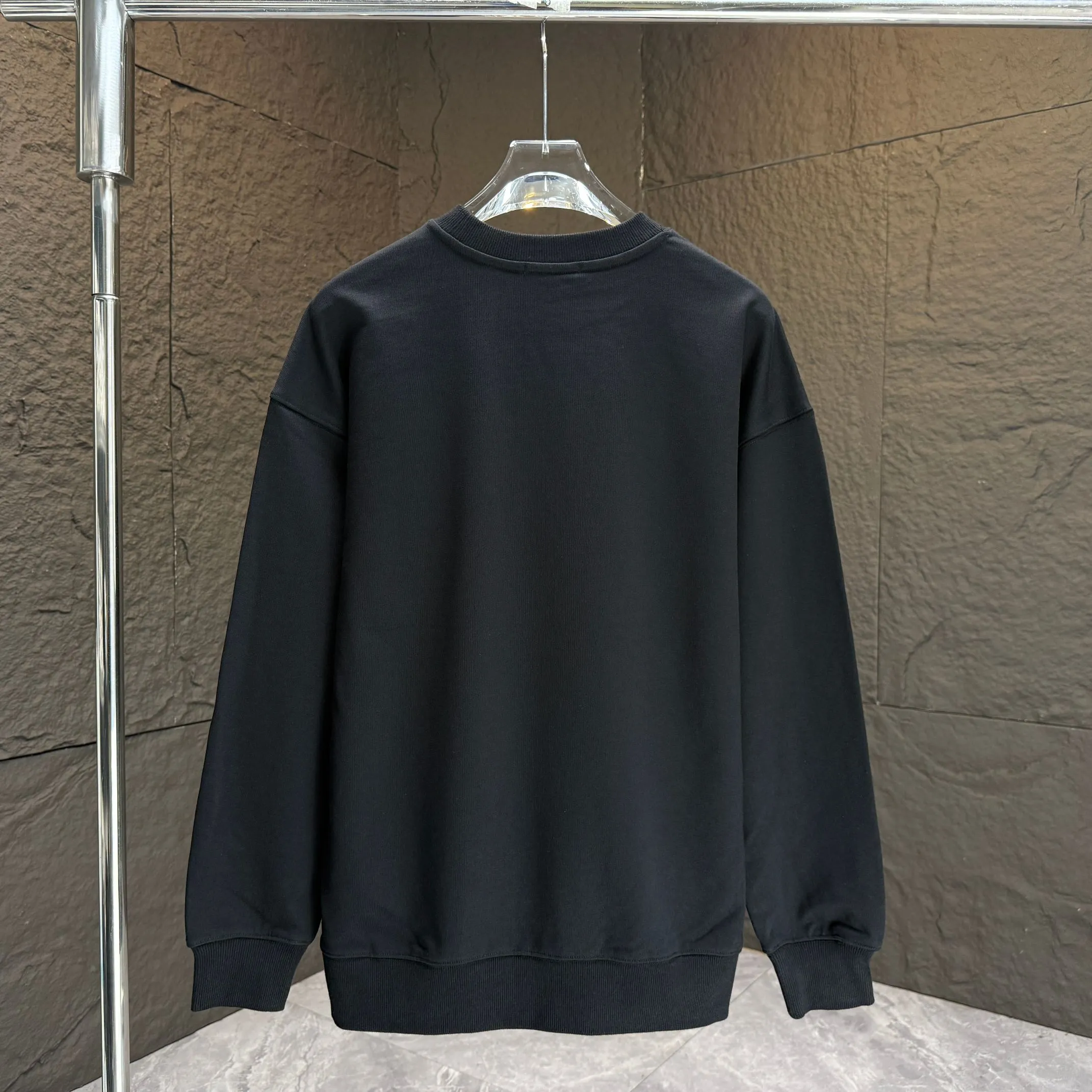 P200 AMIRI* 2025 autumn and winter new round neck sweatshirt 400g terry cotton letter logo three-dimensional foam Color: Black White Gray Purple Size: S M L XL XXL