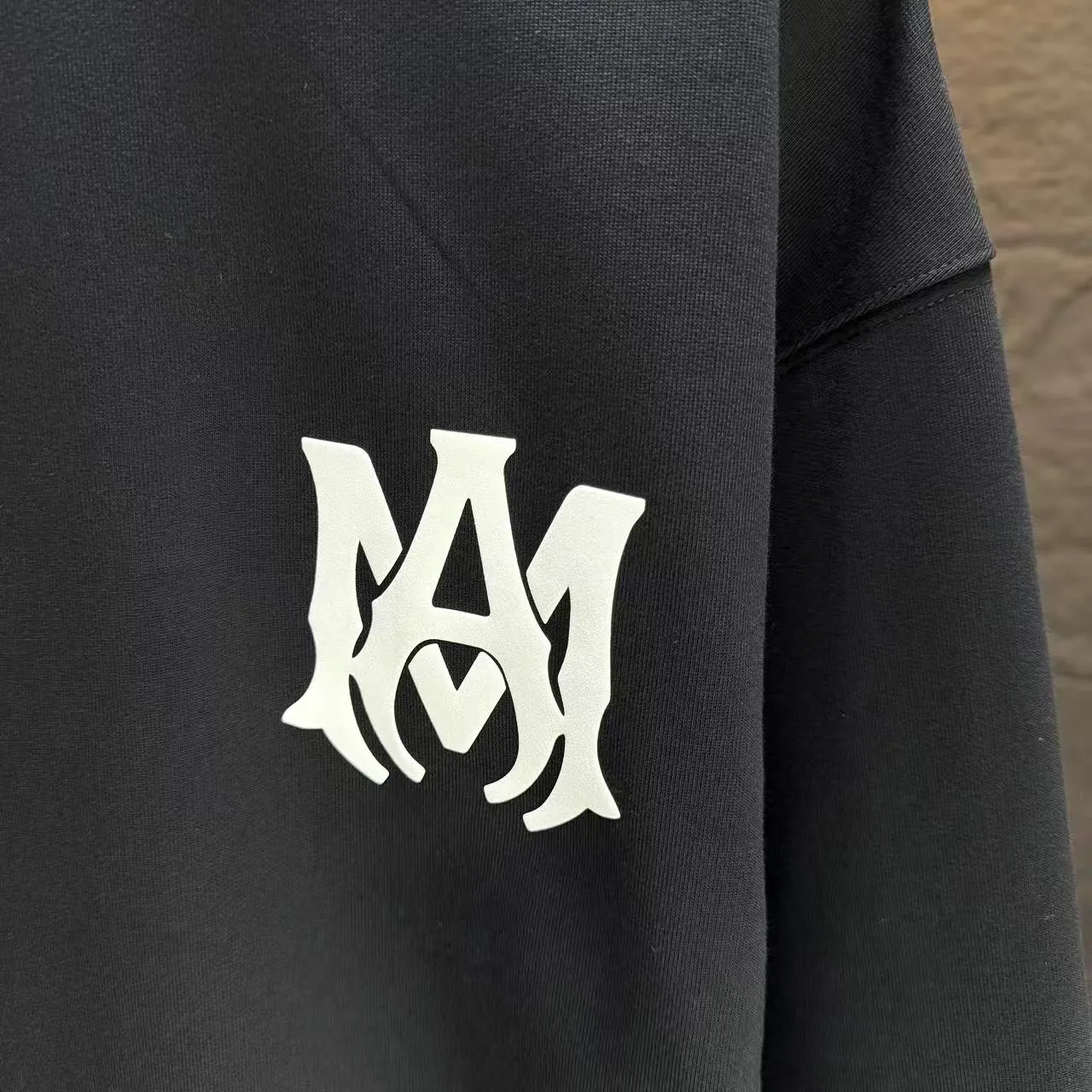 P210 AMIRI* 2025 autumn and winter new round neck sweatshirt 400g terry cotton letter logo three-dimensional foam Color: Black White Gray Dark Blue Size: S M L XL XXL