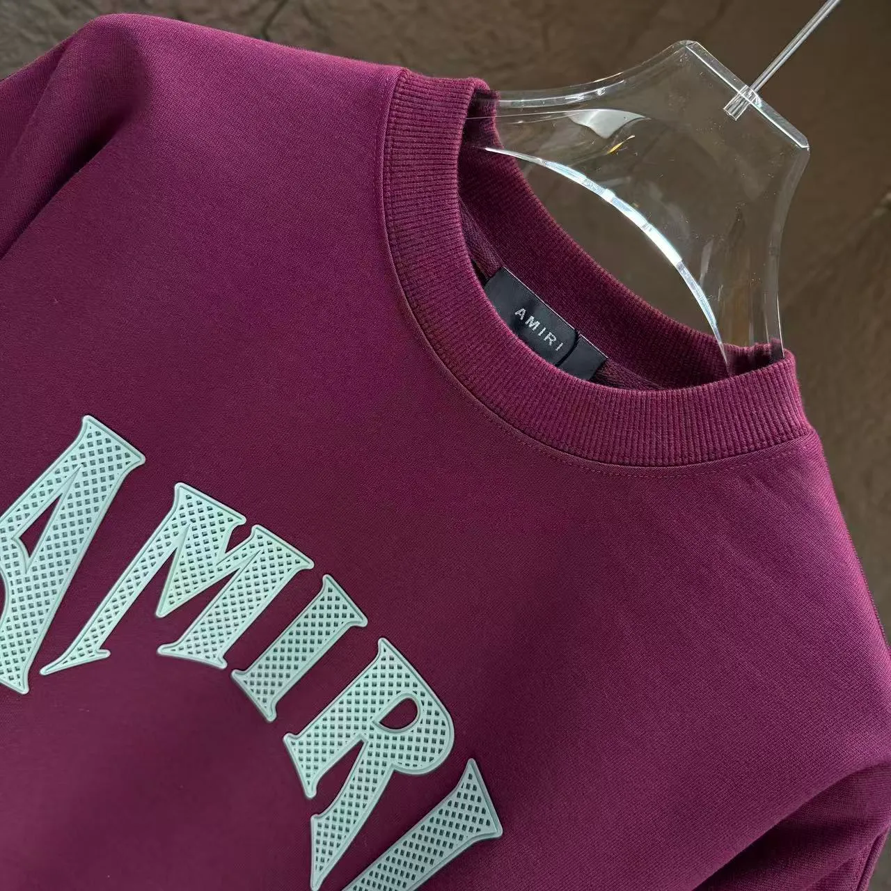 P210 AMIRI* 2025 autumn and winter new round neck sweatshirt 400g terry cotton letter logo lettering film thick plate glue Color: black white blue purple code number: S M L XL XXL