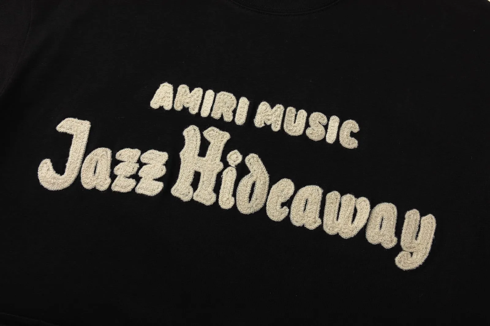 8038#P160, AMIRI antique thread logo embroidered loose version T-shirt, made of 300 grams of fabric, color: black, size: S M L XL