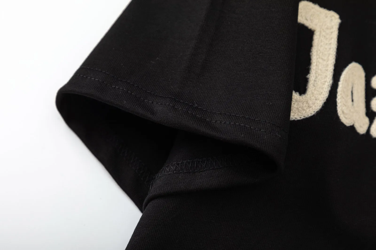 8038#P160, AMIRI antique thread logo embroidered loose version T-shirt, made of 300 grams of fabric, color: black, size: S M L XL