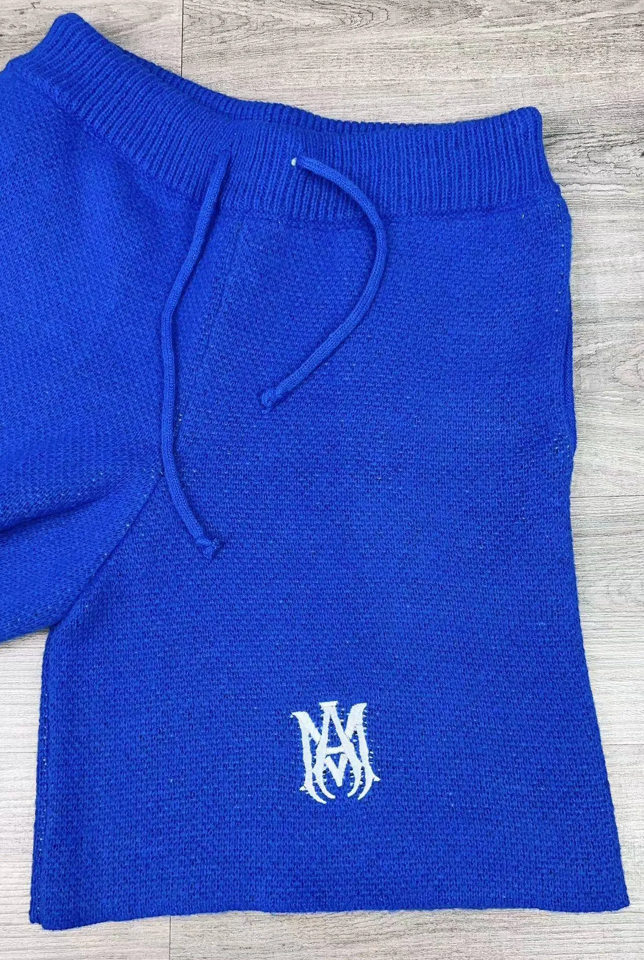P310 🎉AMIRI new vest sweater suit, classic logo black and white mixed jacquard on top, exclusive logo embroidery on shorts, color: blue, size: S M L XL XXL