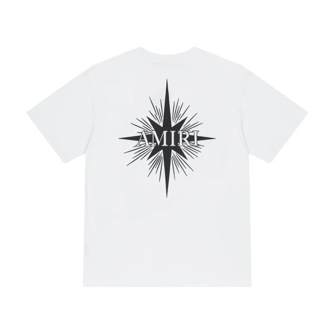 8042#P144, AMIRI hand-printed logo loose-fitting short-sleeved T-shirt, made of 300g fabric, color: black, white, size: S M L XL