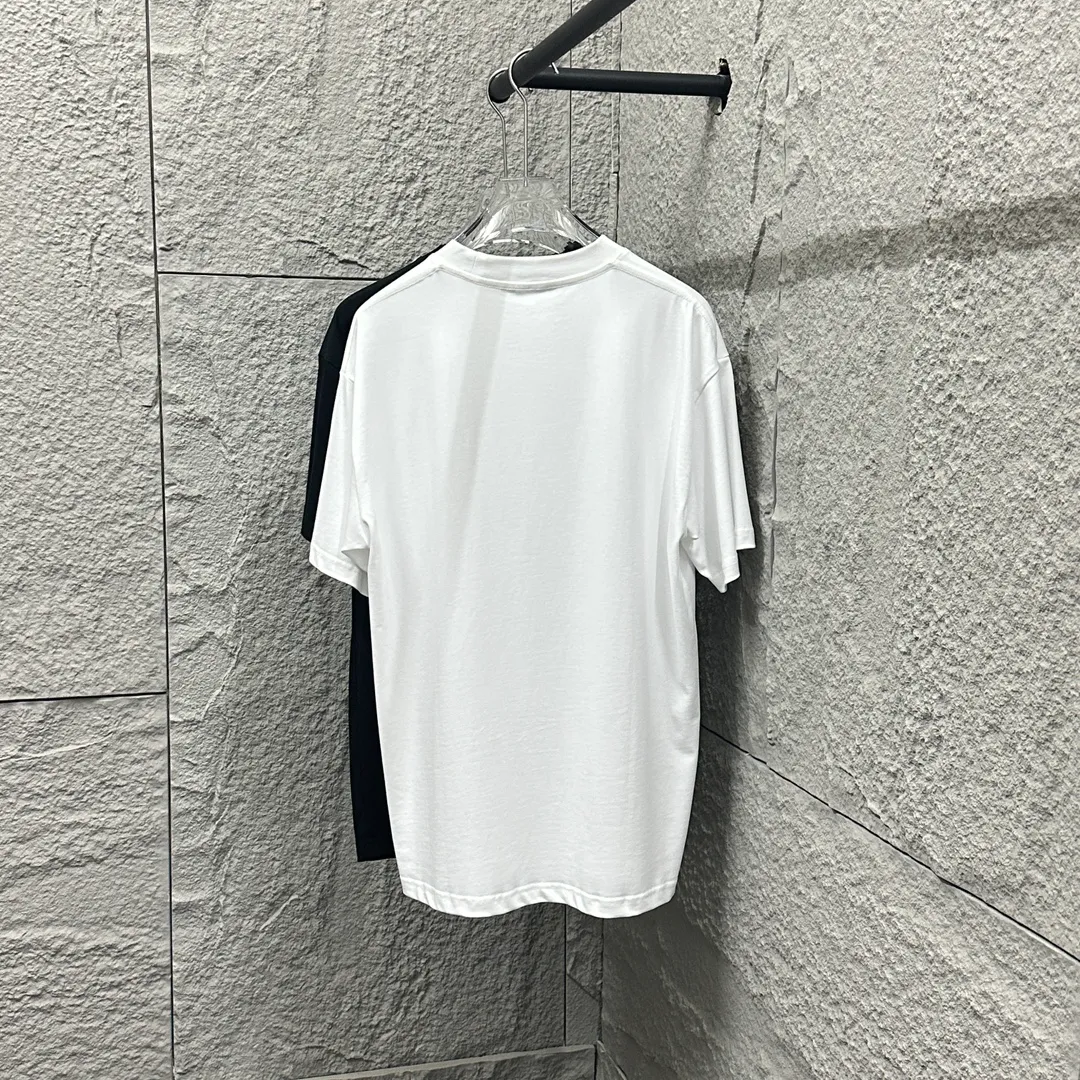 🅿️180 Ami* love embroidery 2025 spring and summer new style Hollow love A embroidered with personalized letters Customized double yarn plain cotton fabric Short-sleeved T-shirt Same style for men and women Color: white floral gray black Size: S (90-130 pounds) M (120-150 pounds) L (140-165 pounds) XL (160-180 pounds) XXL (180-210 pounds)