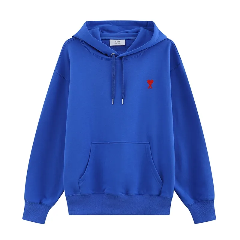 CY605# Ami Paris 2021 early autumn new product Ami de Coeur classic red small love embroidered hooded sweatshirt for men and women 380G sweatshirt terry fabric color: black white khaki colorful blue floral gray green code number: S-XL