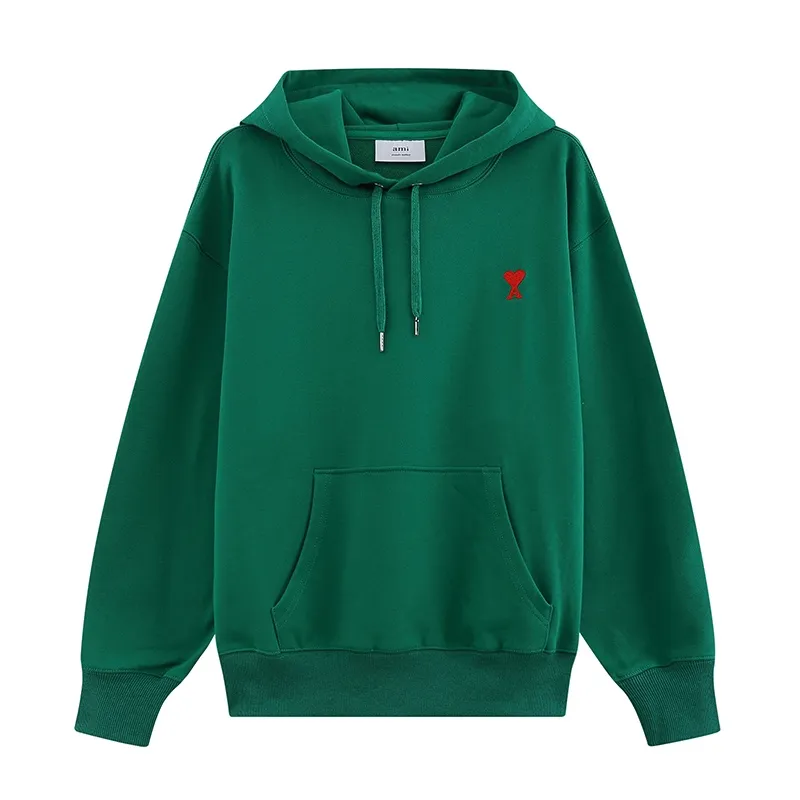 CY605# Ami Paris 2021 early autumn new product Ami de Coeur classic red small love embroidered hooded sweatshirt for men and women 380G sweatshirt terry fabric color: black white khaki colorful blue floral gray green code number: S-XL